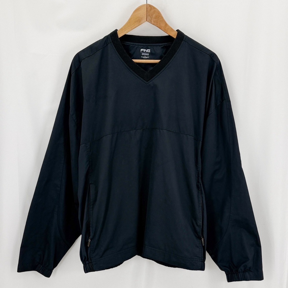 PING Mens‎ Black Golf Wind Shirt Pullover V Neck Performance Jacket Size L